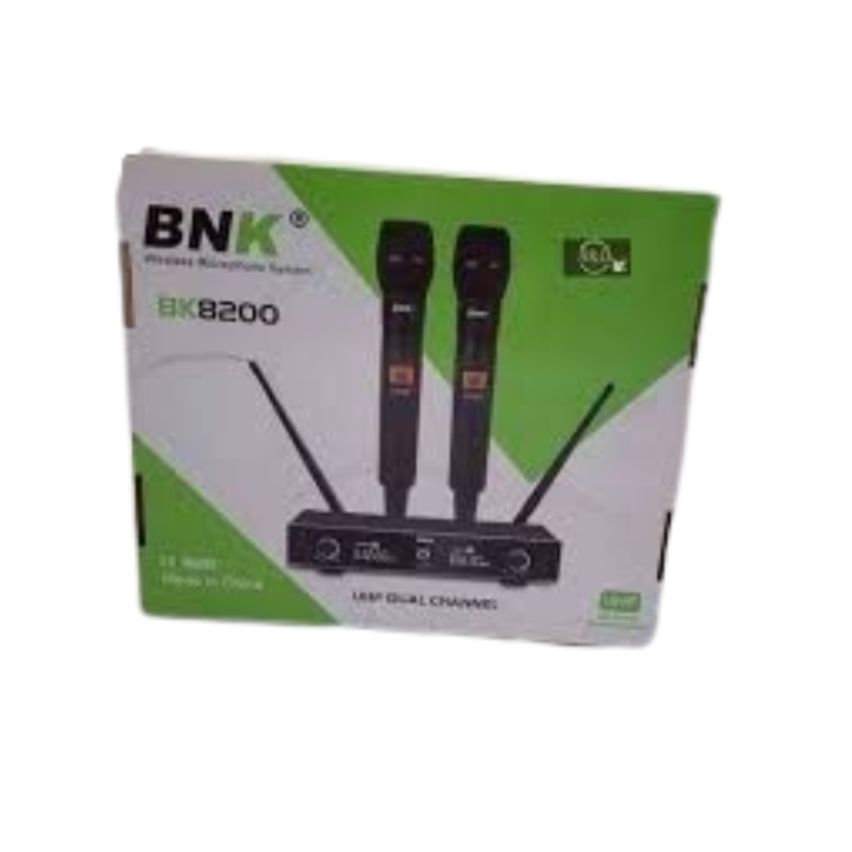 Dual BNK 8200 Wireless Microphone UHF 2-Channel System for Clear Live Audio