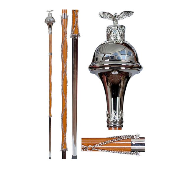 Silver Drum Major Mace Ceremonial Baton for Marching Band Leadership