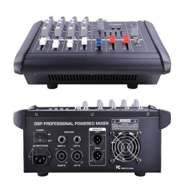 Omax 4 Channel Powered Mixer Compact All-in-One PA Mixer for Small Sound Systems