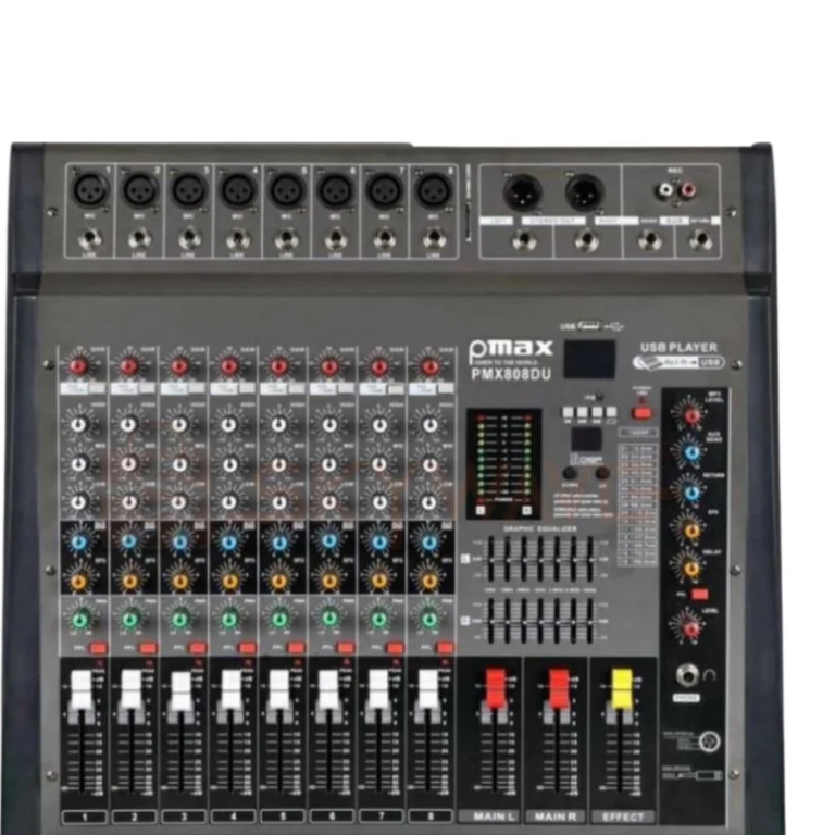 Omax 8 Channel Plain Mixer Professional Audio Mixer for Events, Rehearsals & Studios